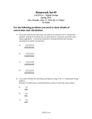 DD%20Hw%203 - Digital design HW - ;;; Homework# CSCE2l 14 - Digital ...
