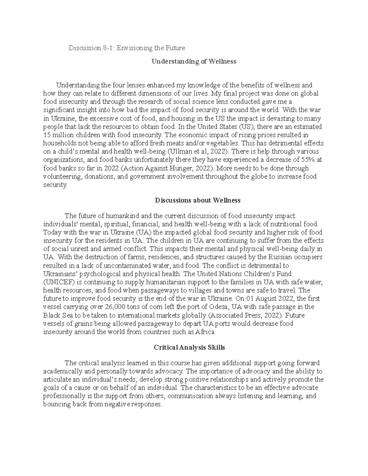 IDS 402 Discussion 8-1: Envisioning the Future of Global Food