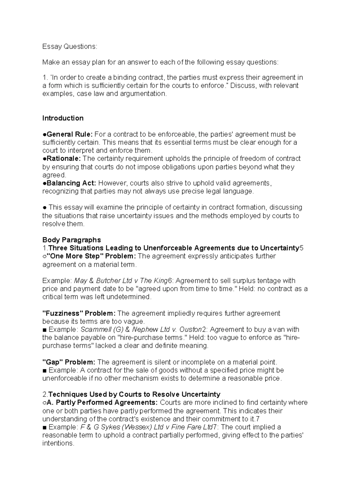 Comparative Essay on Mistake and Frustration in Contract Law - Studocu