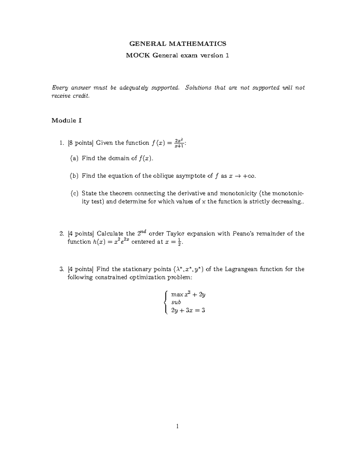 Mock Exam Mathematics - General Mathematics (GMATH 101) - Studocu
