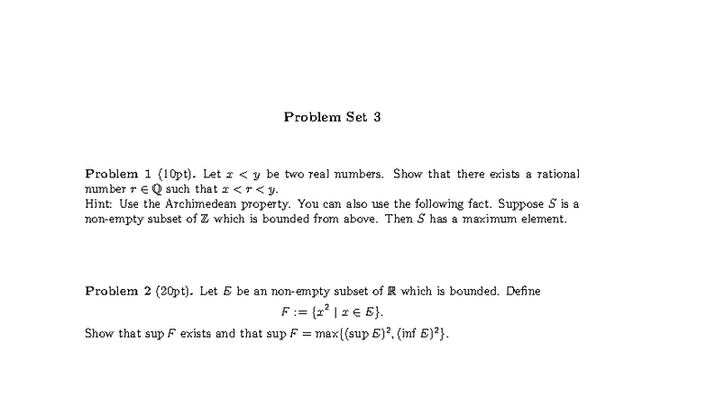 Mit18 100b s25 PSet 03: Real Analysis Problems and Solutions - Studocu