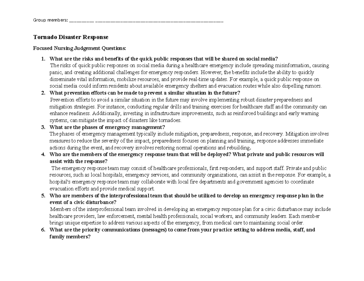 Tornado Disaster Response Template: Emergency Management Strategies ...