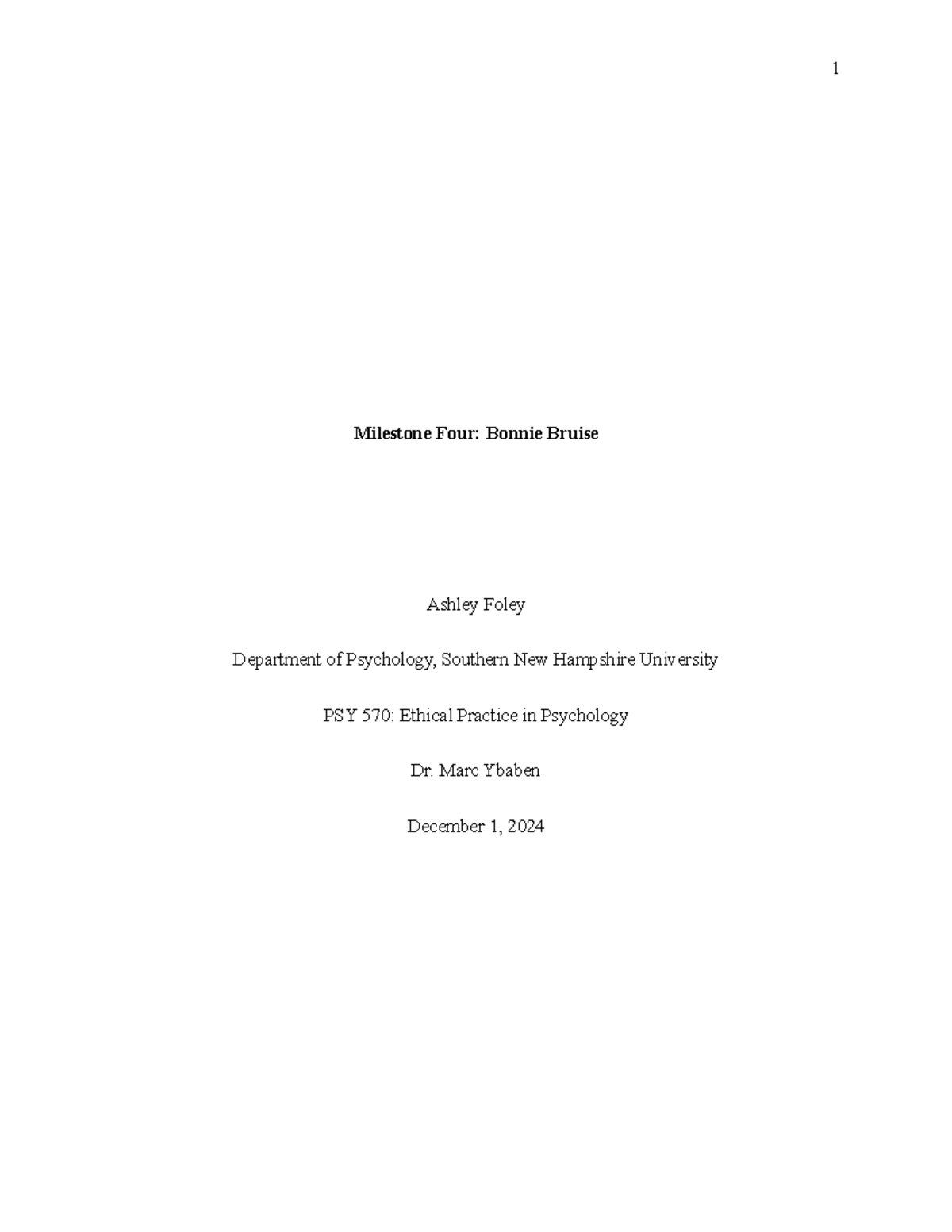 PSY 570: Ethical Analysis of the Bonnie Bruise Case Study - Studocu