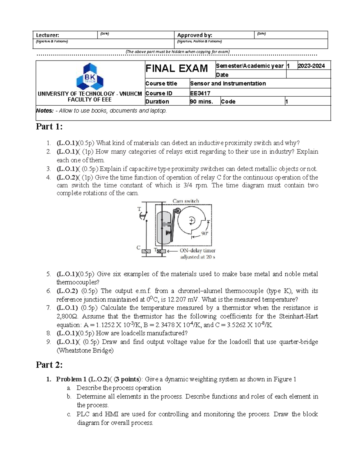 EE3417 Final Exam Notes: Sensor and Instrumentation (2023) - Studocu