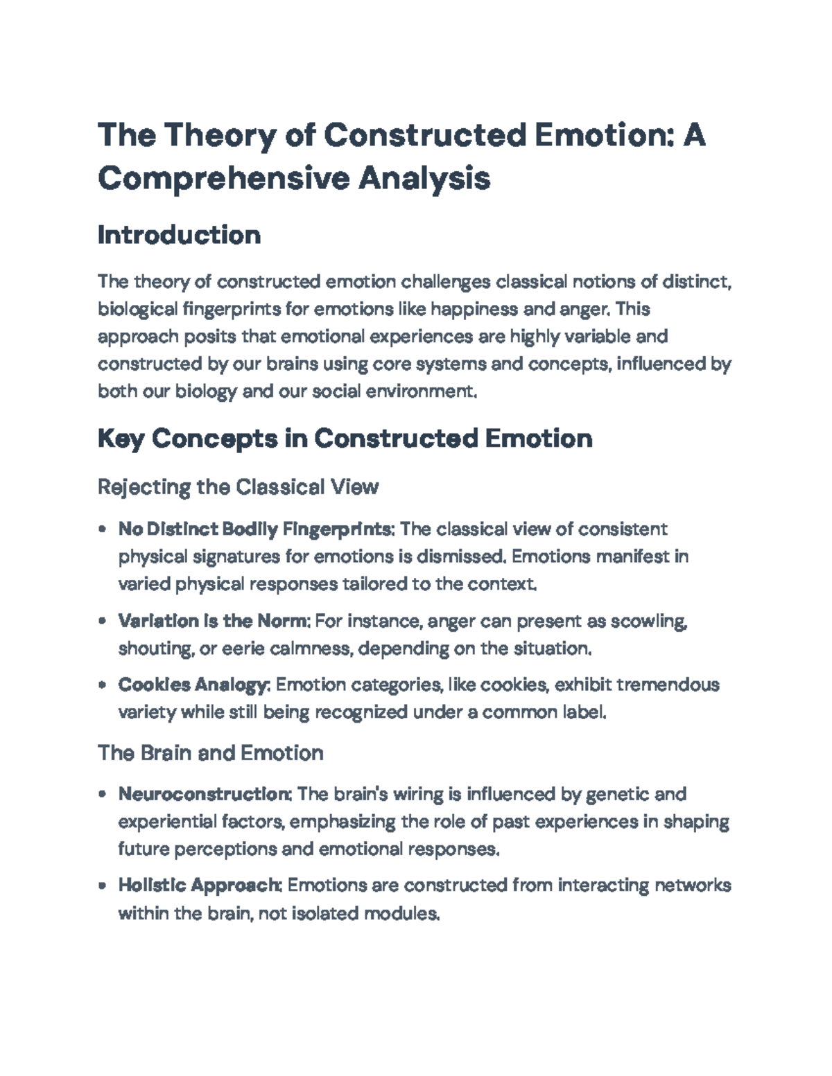 PSY 301: The Theory of Constructed Emotion - An In-Depth Analysis - Studocu