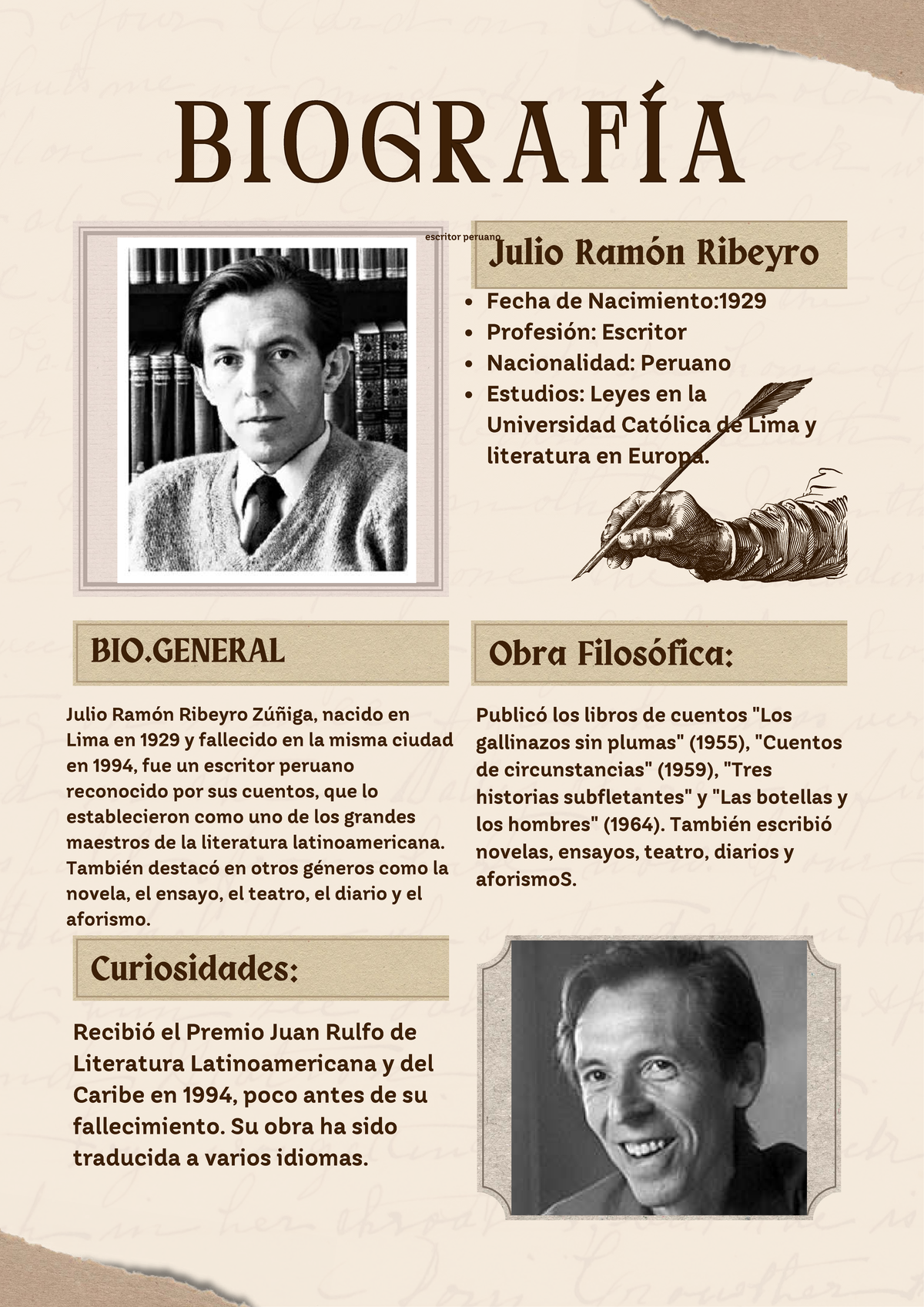 Biografía de Julio Ramón Ribeyro: Escritor Peruano Destacado - Studocu