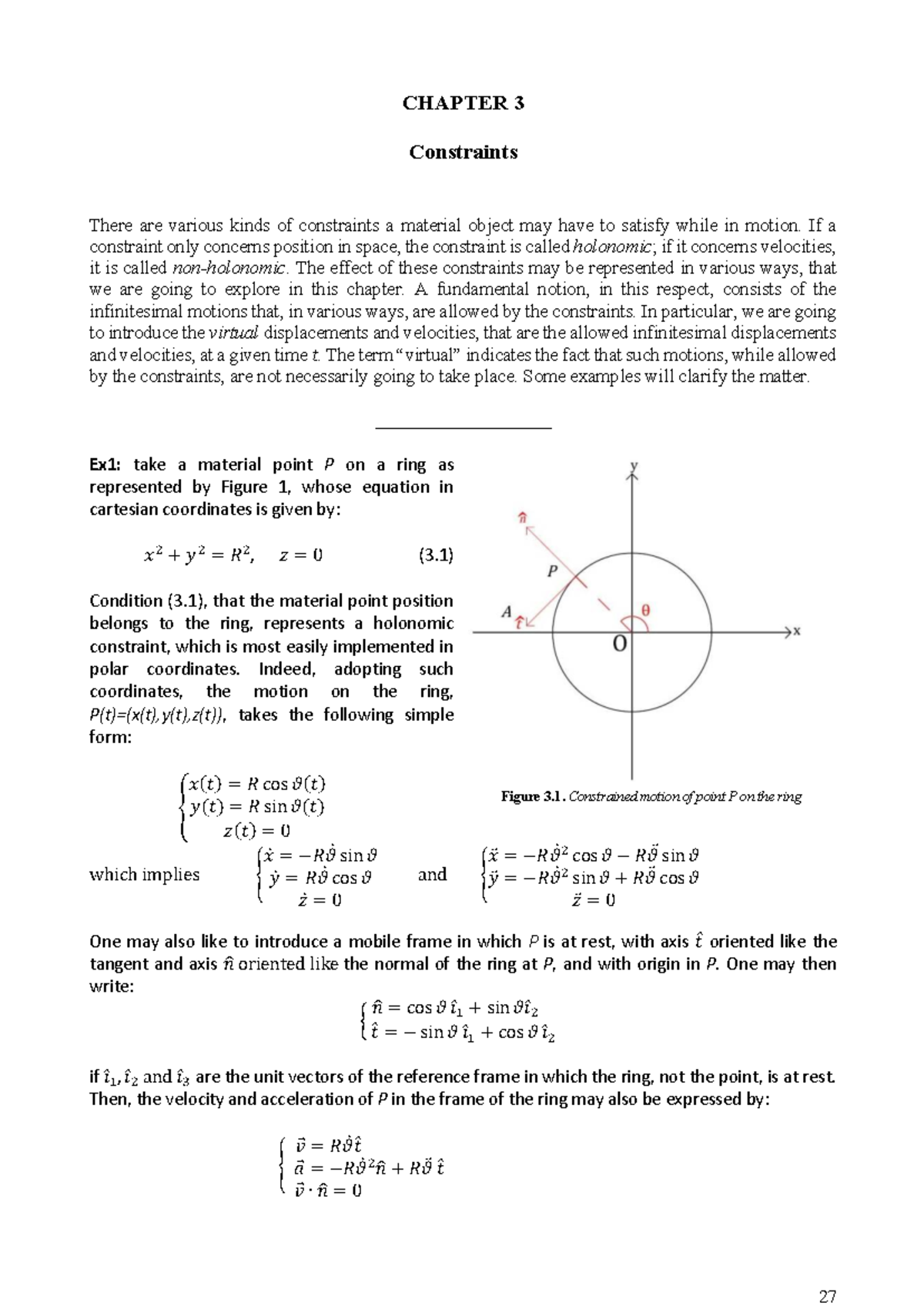 CHAPTER 3: Constraints in Motion - Lecture Notes (Lect2) - Studocu