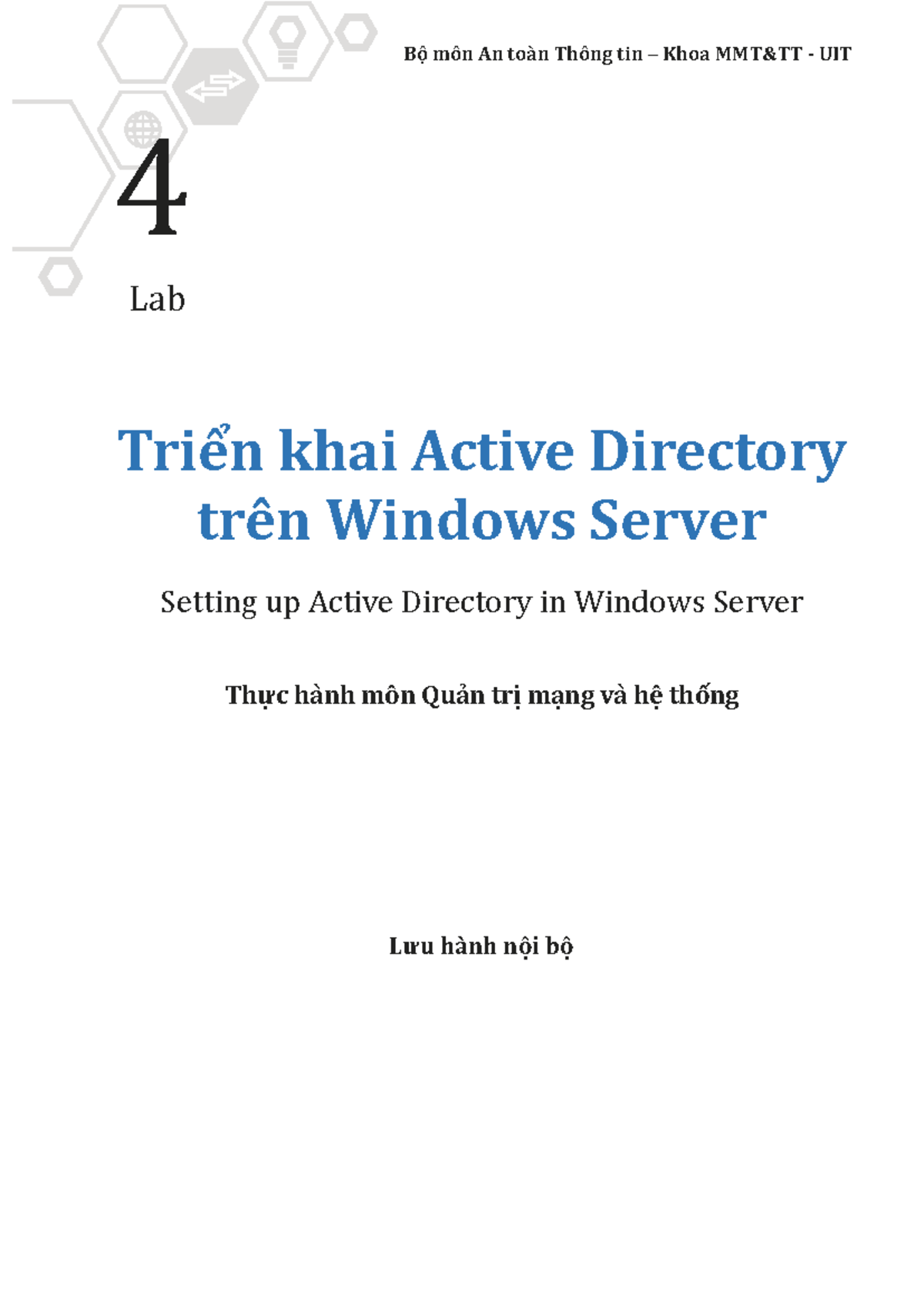 Lab 4: Triển khai Active Directory trên Windows Server (UIT 4) - Studocu