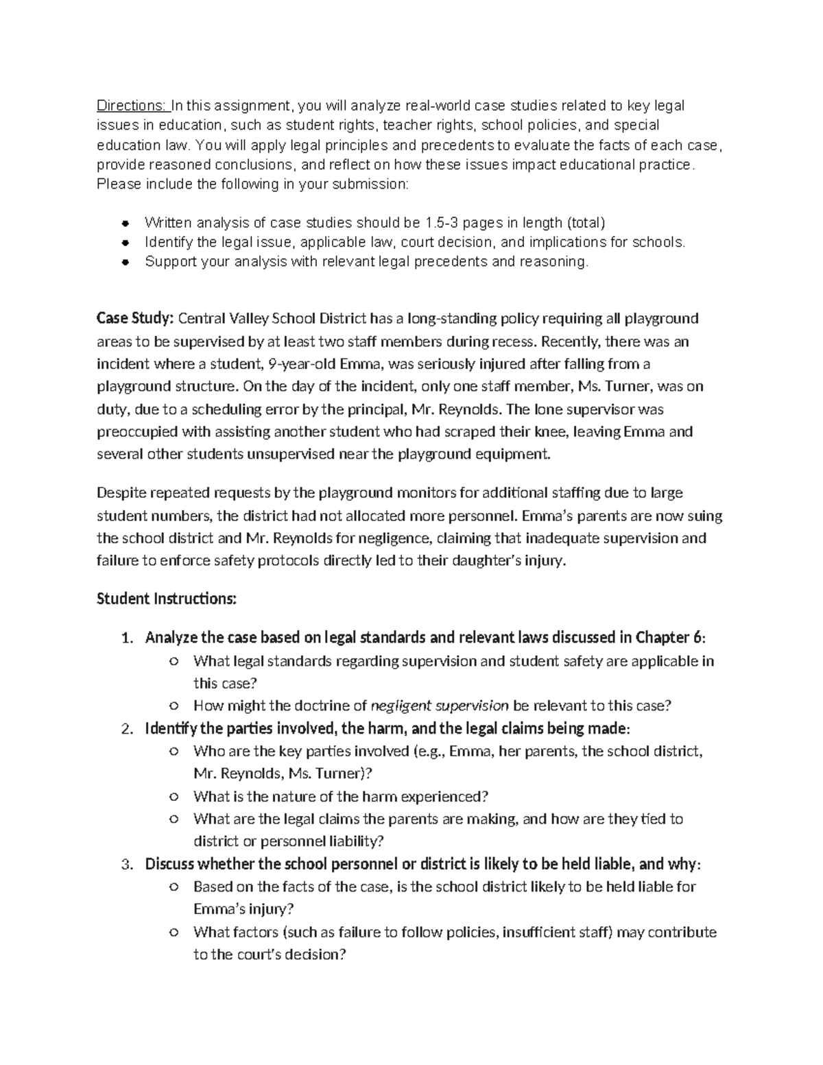 Module 5 Case Study: Legal Analysis of Student Safety Issues - Studocu