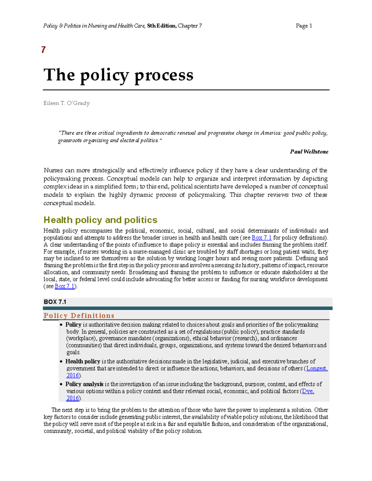 Policy+and+Politics+8th+Ed+Chapter+7 - 7 The policy process Eileen T. O ...