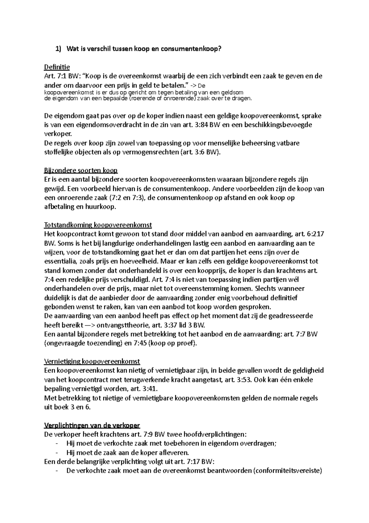Consumentenkoop en Koopovereenkomsten: Regels en Verplichtingen (COURSE ...