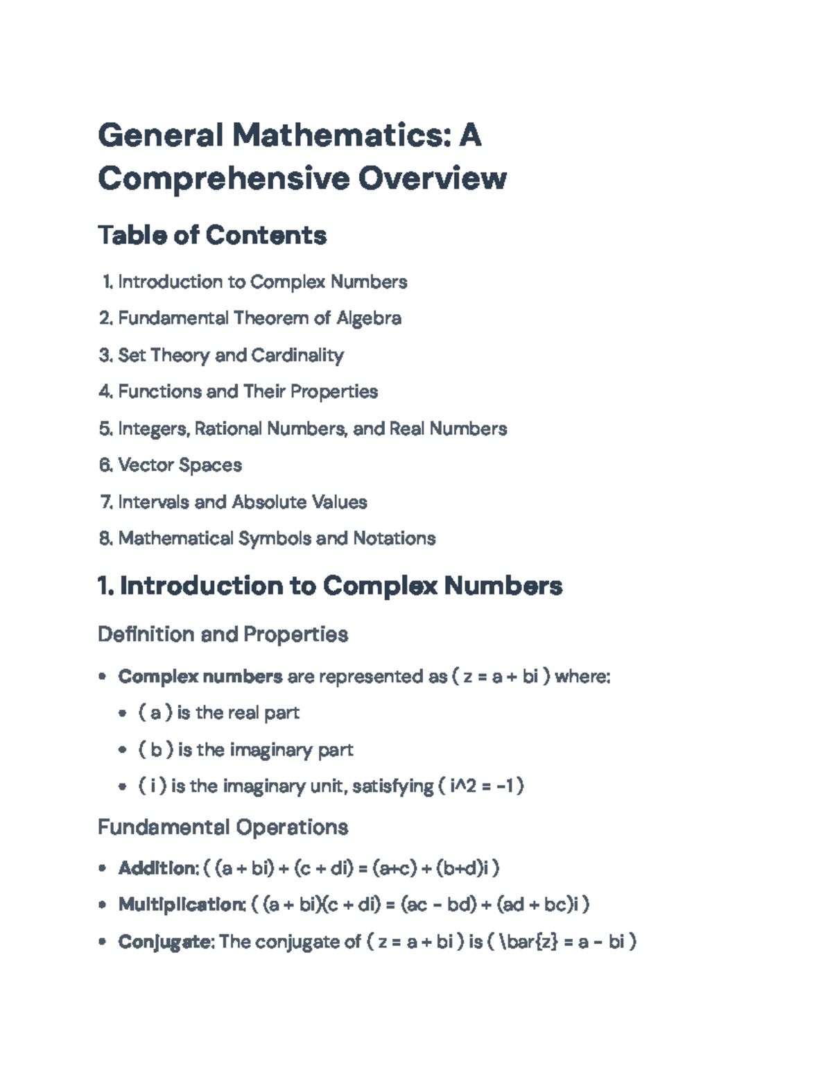 General Mathematics Overview: Key Concepts & Principles (MATH101 ...