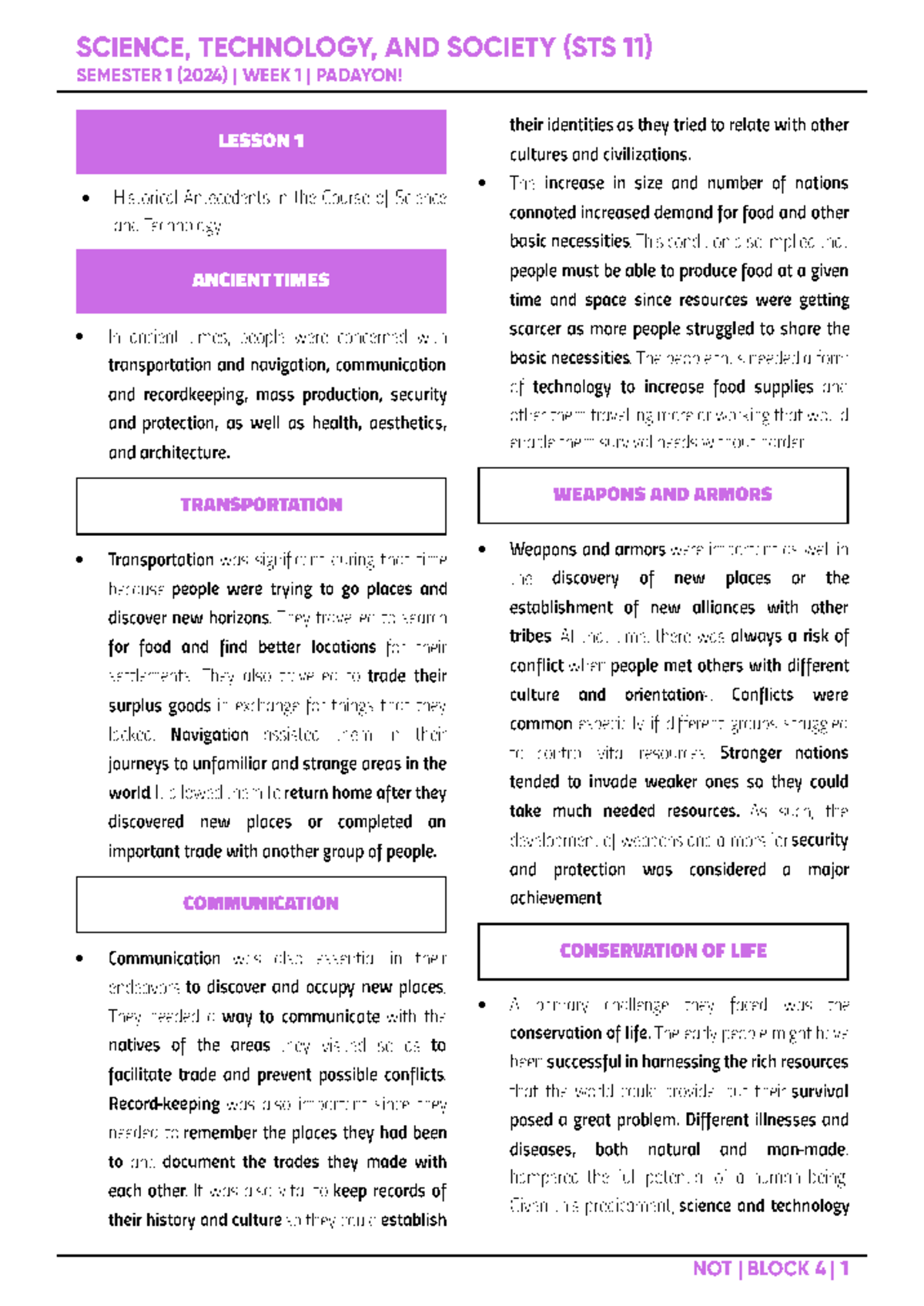 STS 11: Chapter 1 - Historical Antecedents of Science & Technology ...