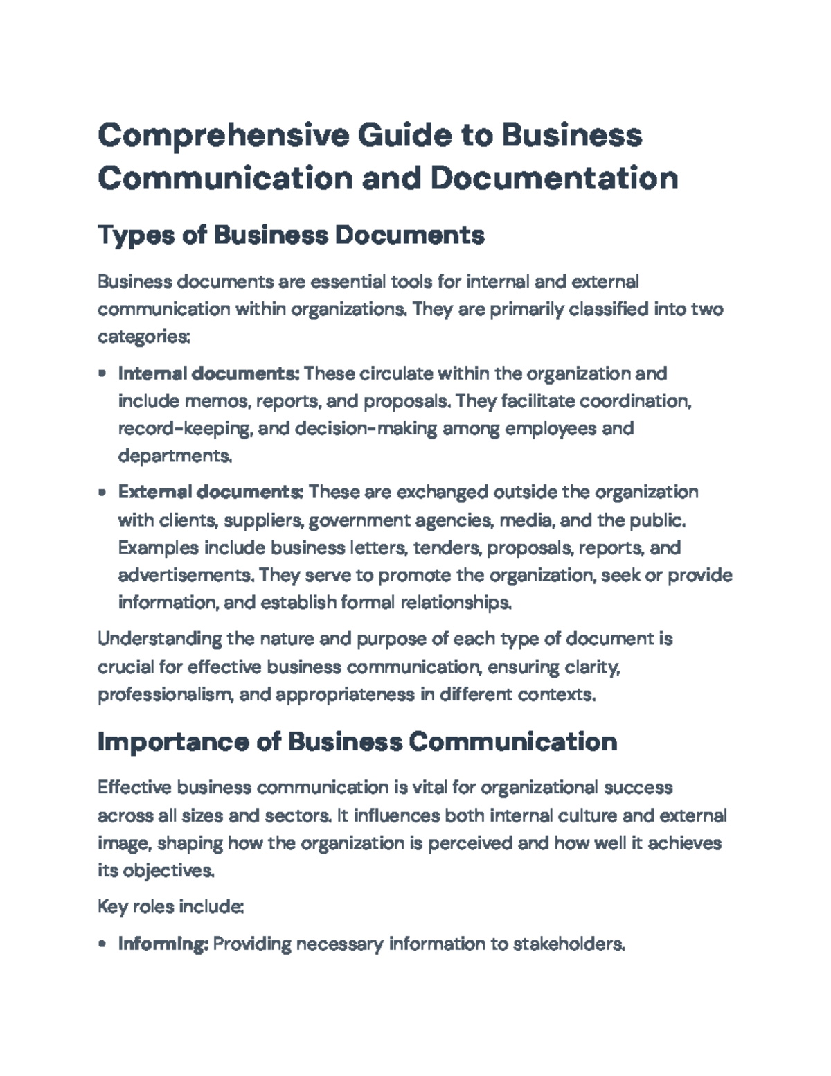 Comprehensive Guide to Business Comm & Document Types (BUS 101) - Studocu