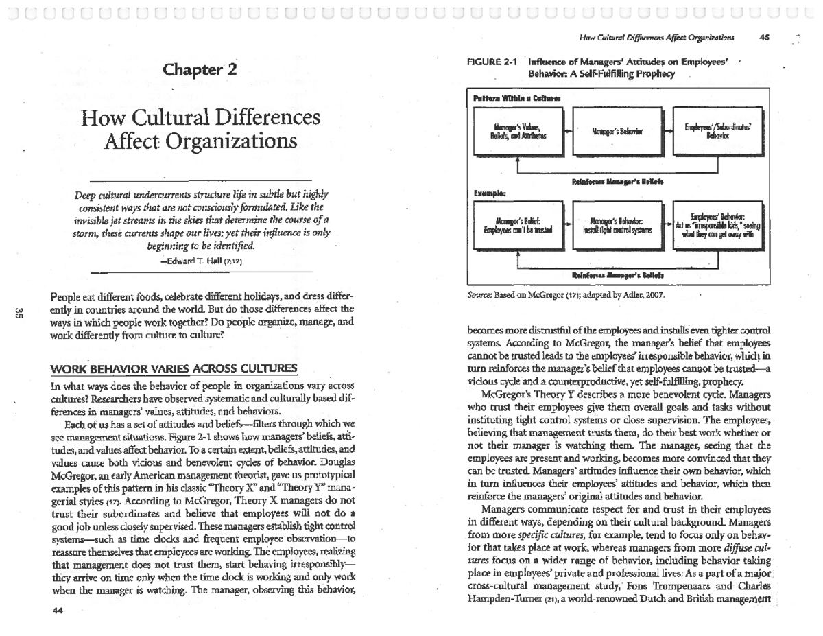 Adler CH2: The Impact of Cultural Differences on Organizations - Studocu