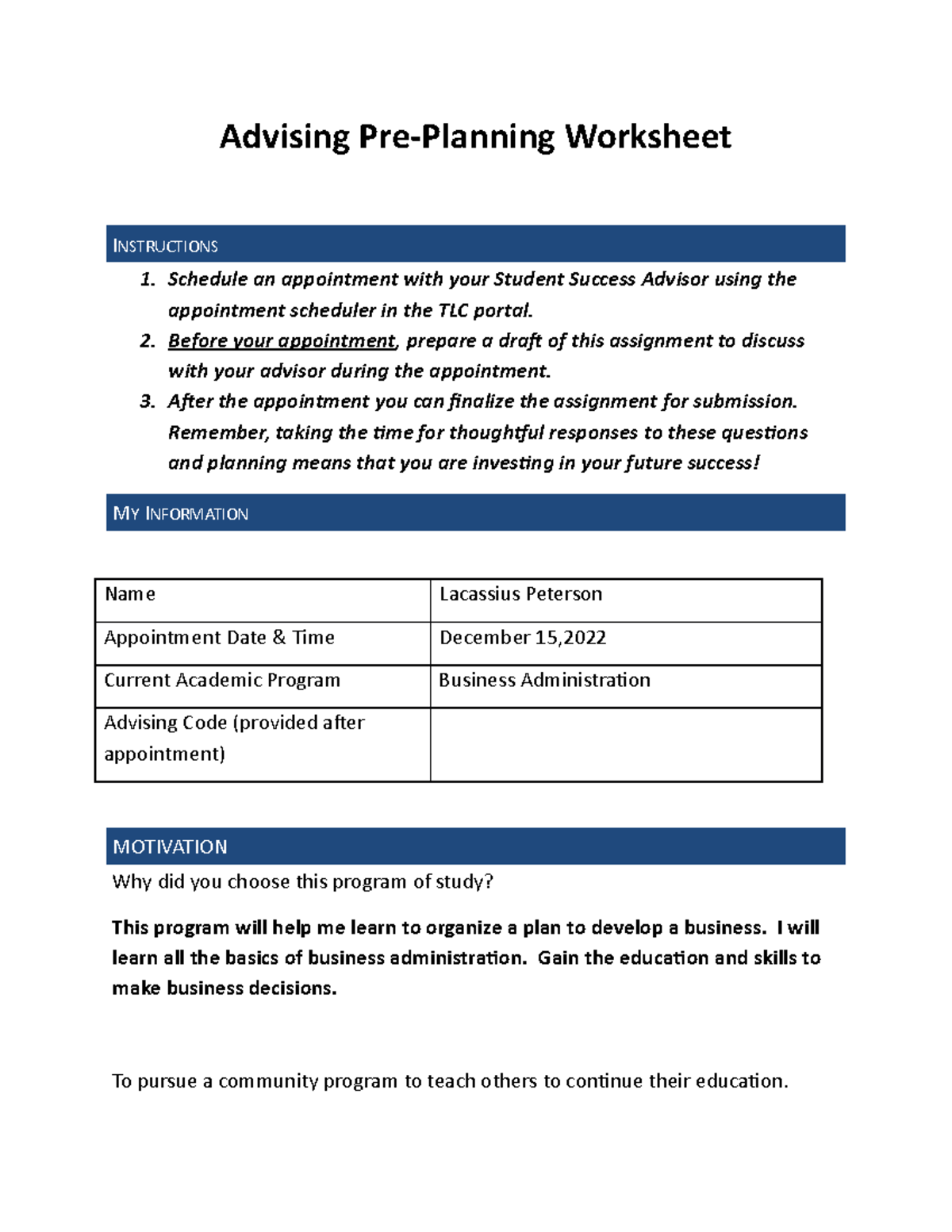 L. Peterson - skdandojewd - Advising Pre-Planning Worksheet ...