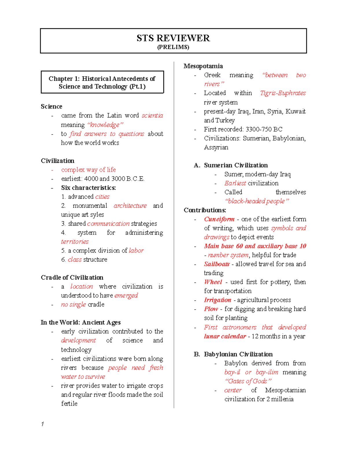 STS- Reviewer: Chapter 1 - Historical Antecedents of Science & Tech ...