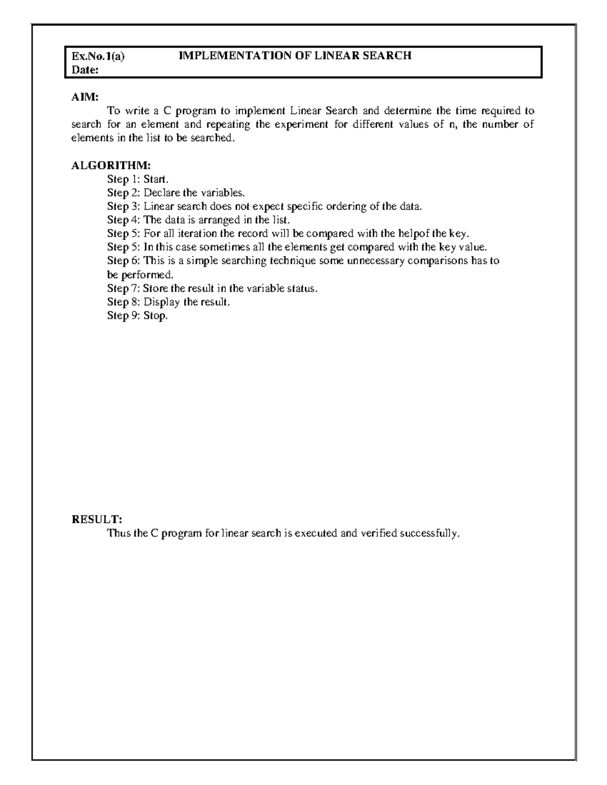 CSE101: Implementation of Search & Sort Algorithms - Lab Exercises ...