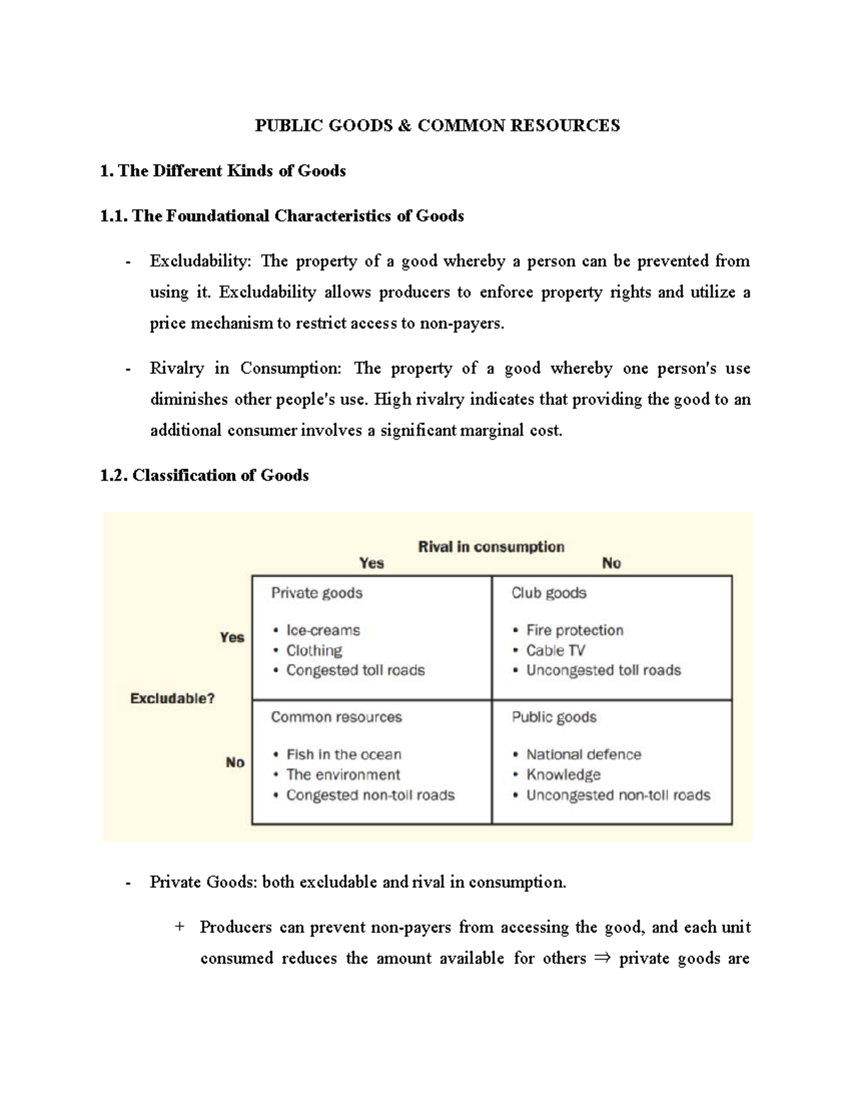 [ML241] Lecture Notes on Public Goods and Common Resources - Studocu