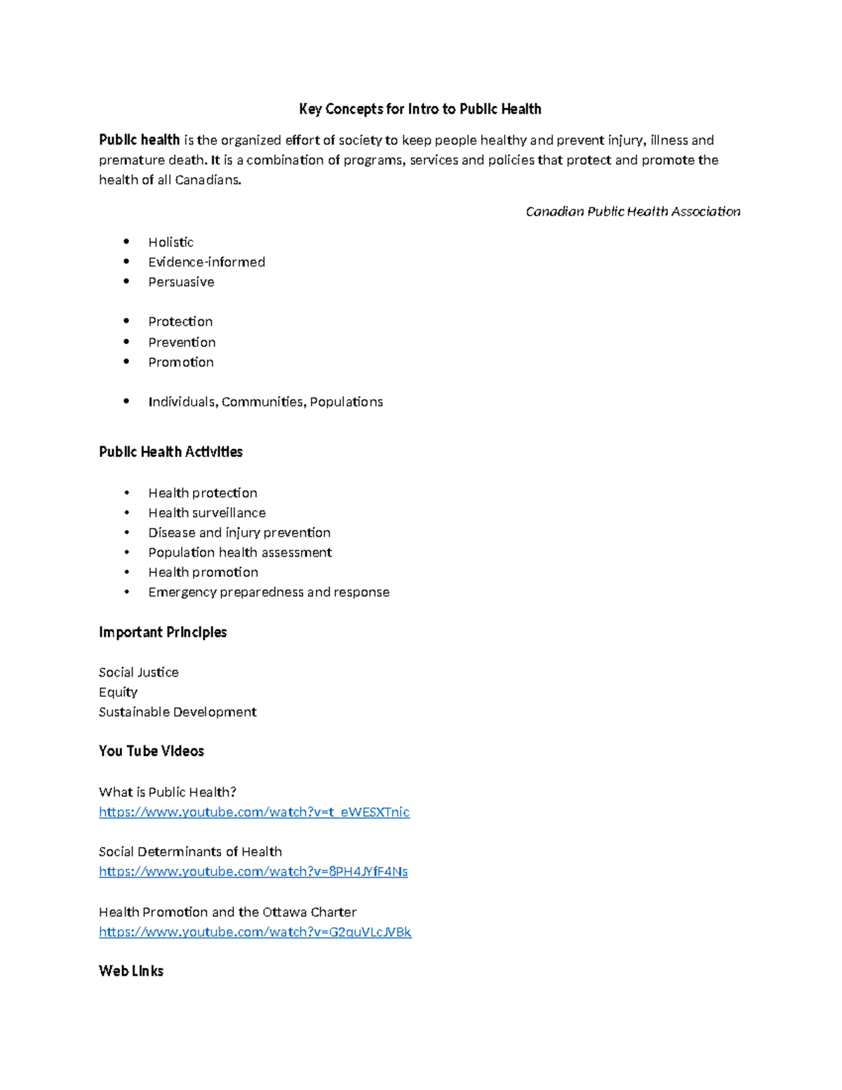 Key Concepts for Intro to Public Health (PUBH101) - Studocu
