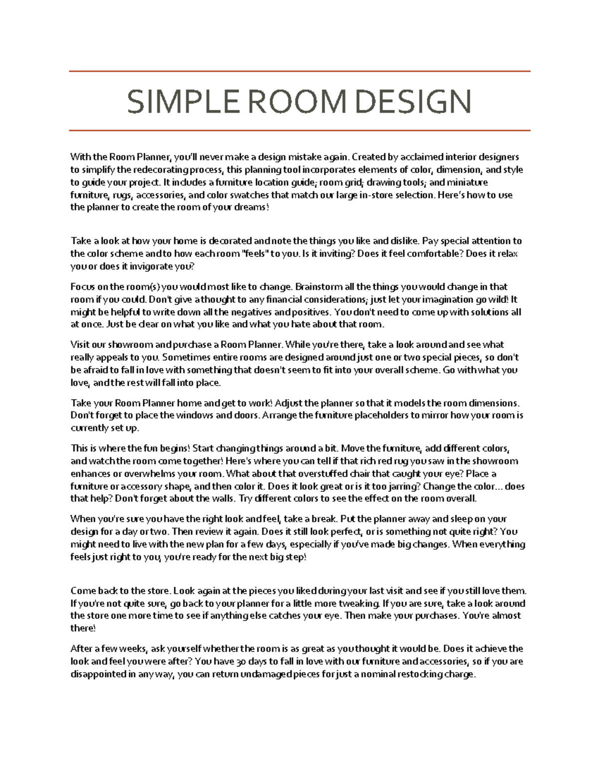My Compatible - ..... - SIMPLE ROOM DESIGN With the Room Planner, you ...