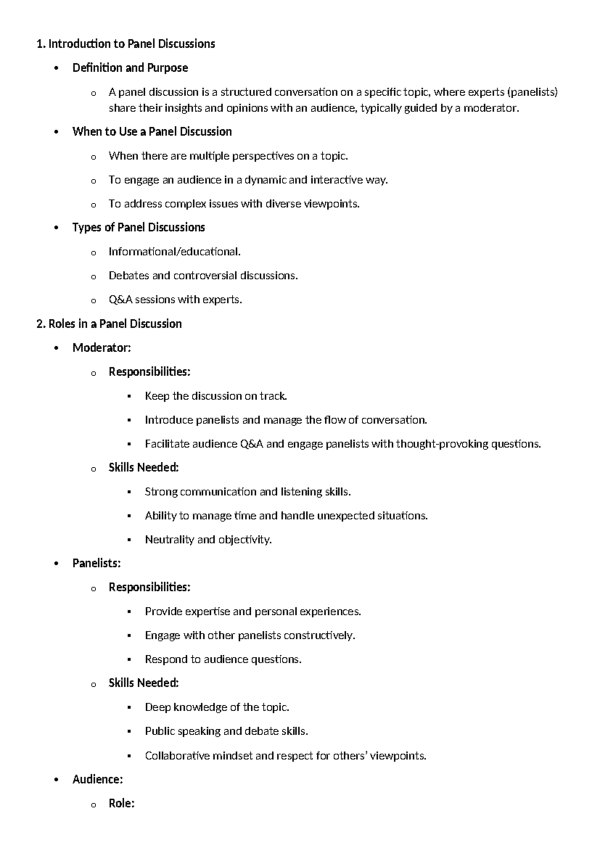 Eng-10: Understanding Panel Discussions and Graphic Organizers - Studocu