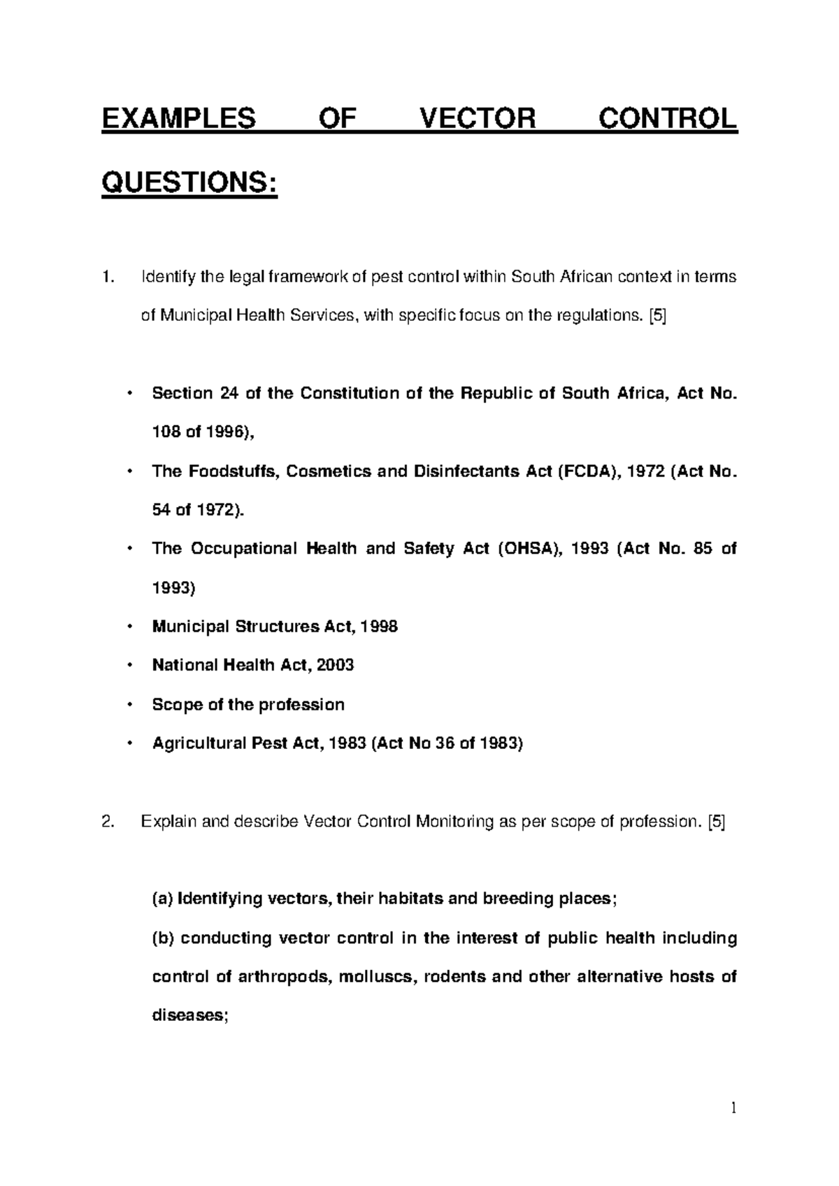 Vector Control Questions - EXAMPLES OF VECTOR CONTROL QUESTIONS ...