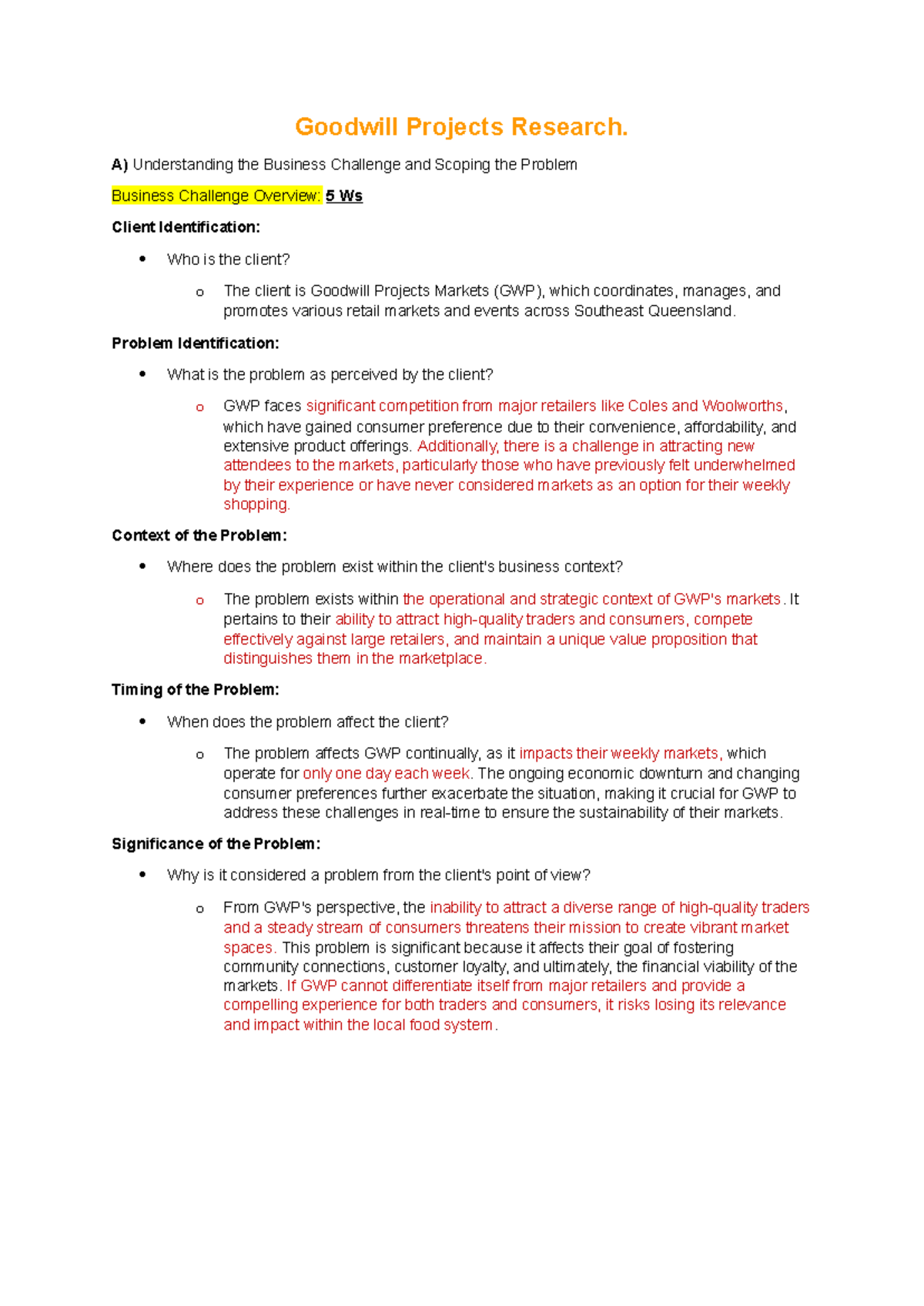 Goodwill - Notes - Goodwill Projects Research. A) Understanding the ...