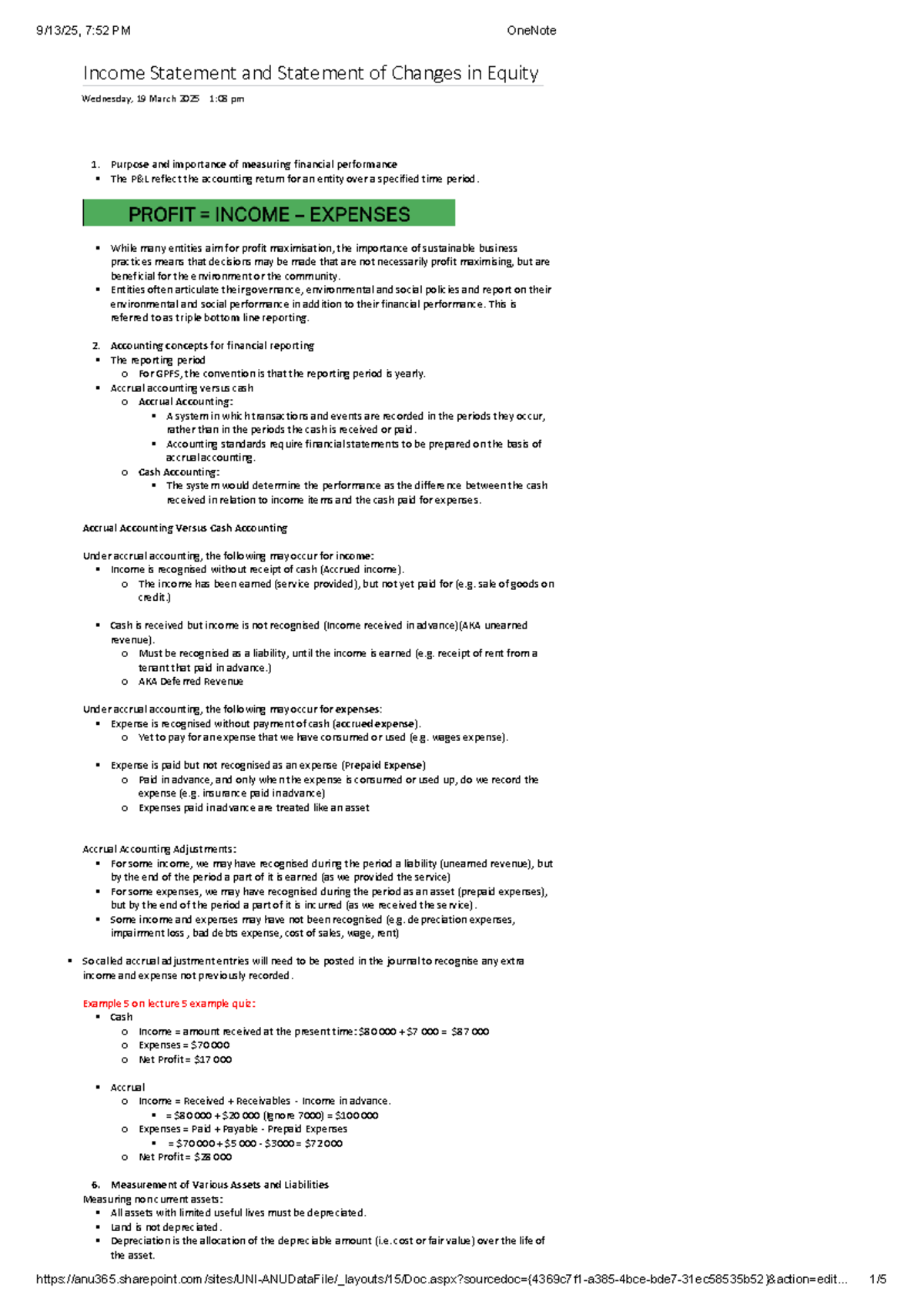 Week 5 - Income Statement & Changes in Equity Notes - BUS 101 - Studocu