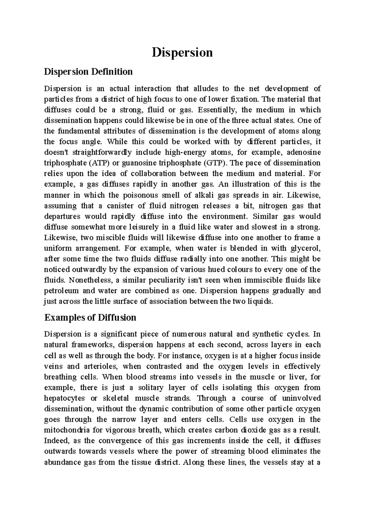 Dispersion - Dispersion Dispersion Definition Dispersion is an actual ...