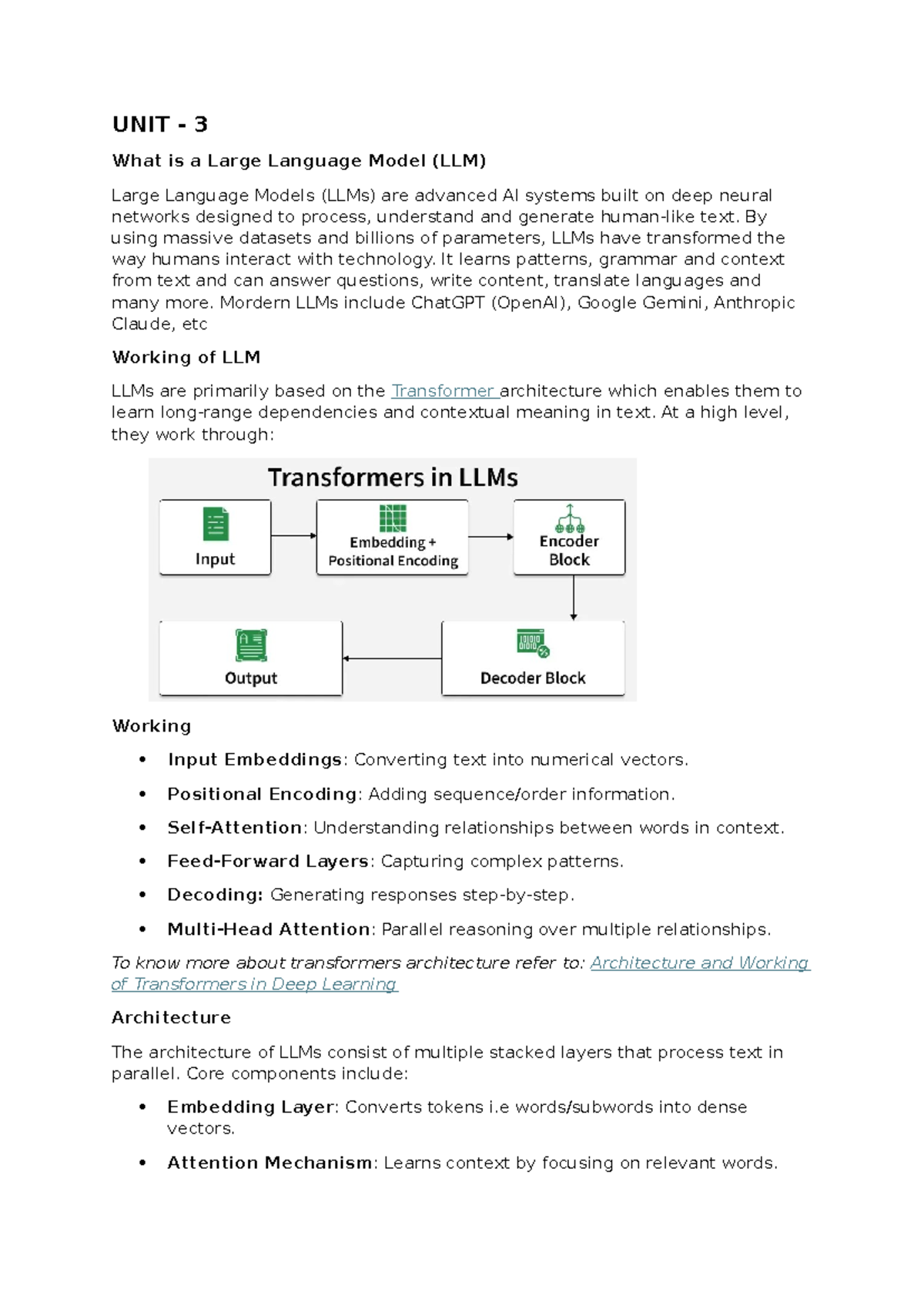 UNIT 3: Understanding Large Language Models (LLMs) and Their ...