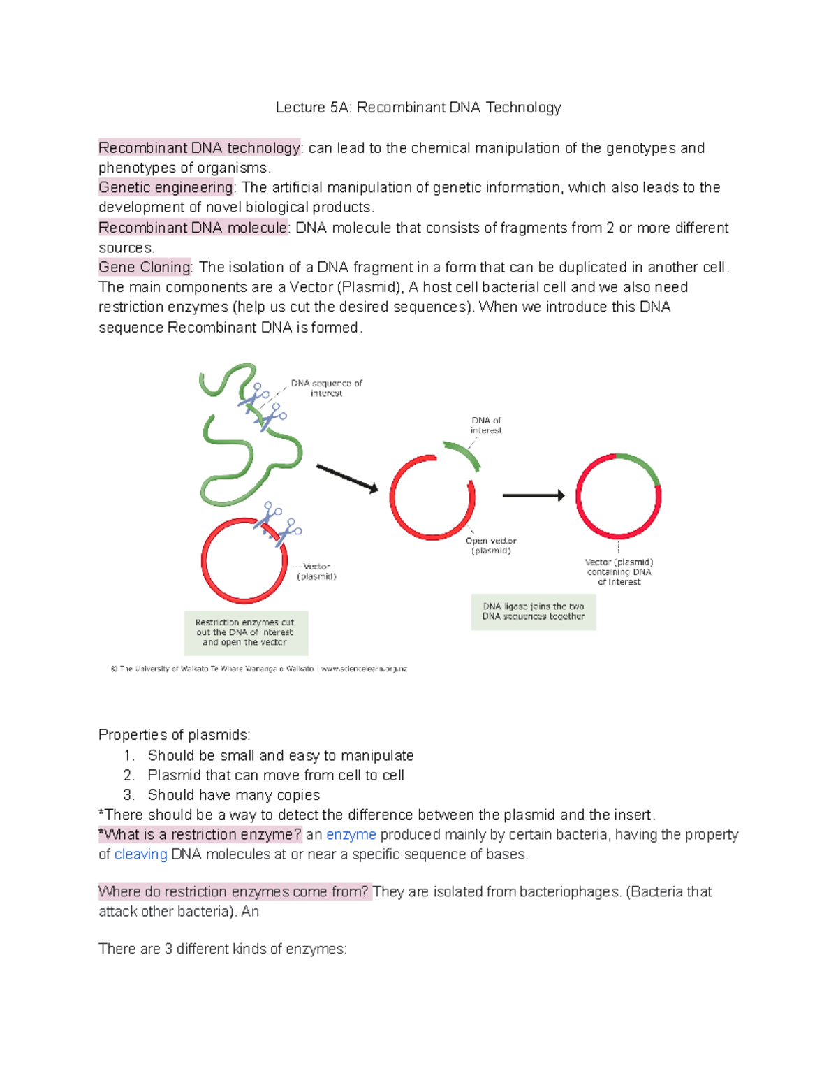 Lecture 5A: Insights into Recombinant DNA Technology & Gene Cloning ...