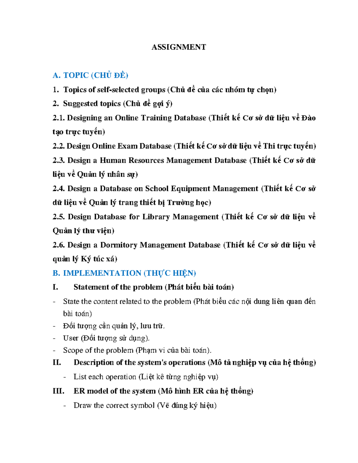 DBI Assignment Form: Designing Online Database Solutions - Studocu