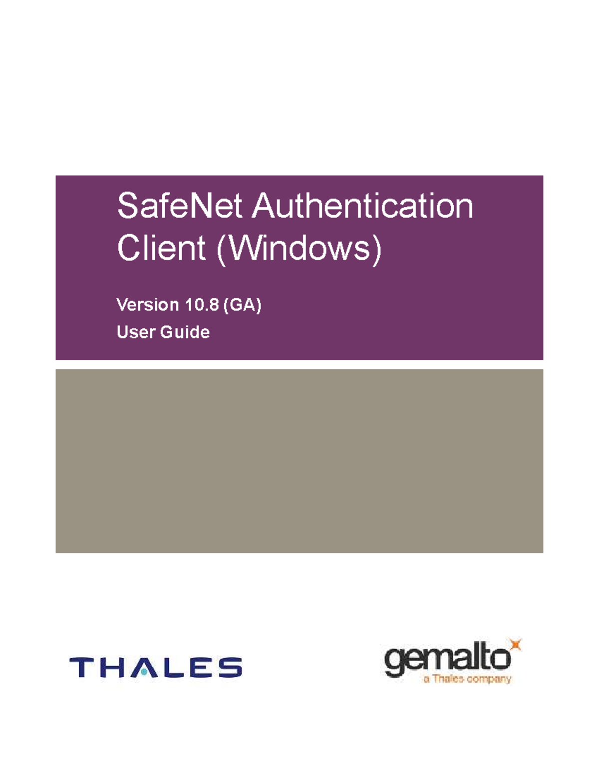 SafeNet Authentication Client 10.8 (GA) User Guide: Comprehensive ...