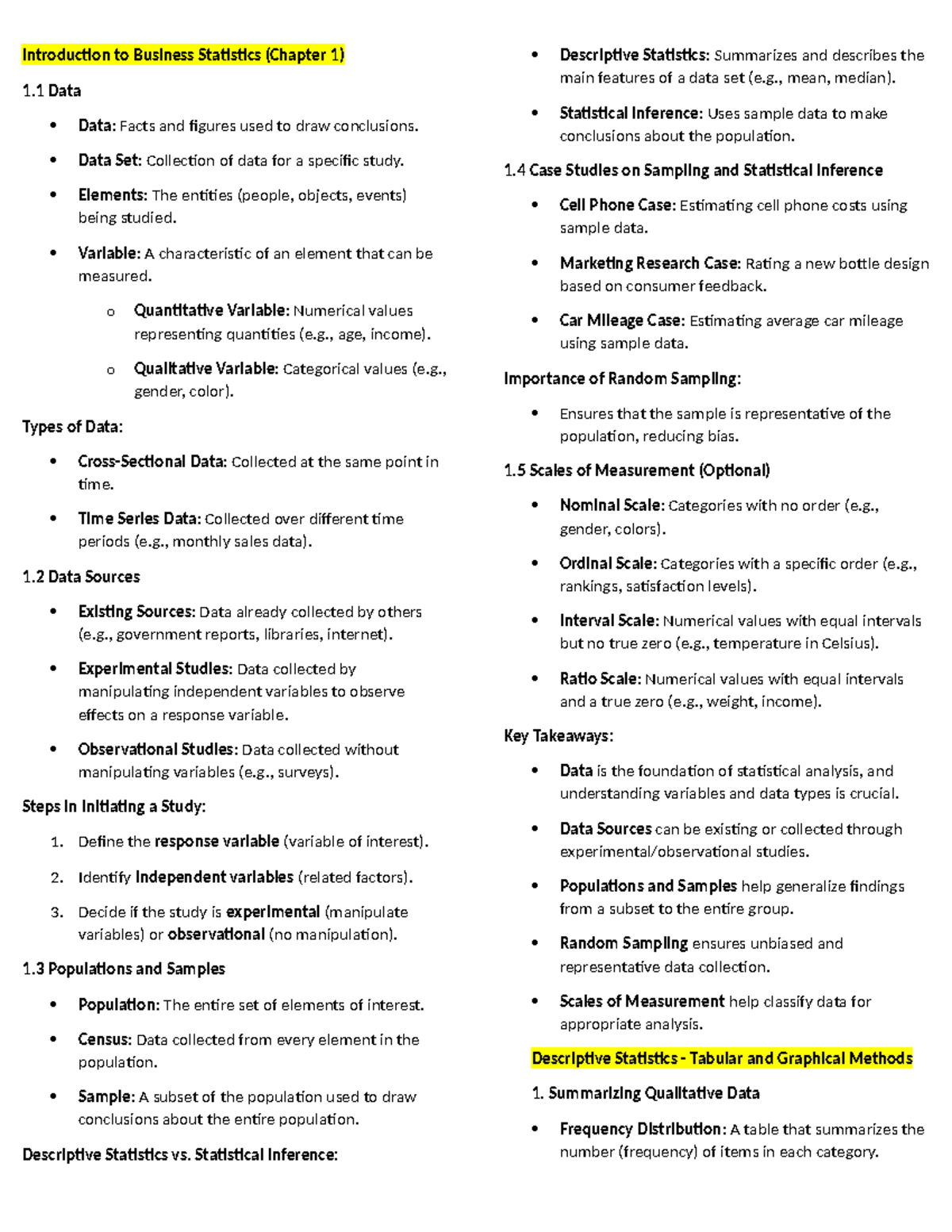 Engineering Data Analysis- Reviewer Midterm - Introduction to Business ...