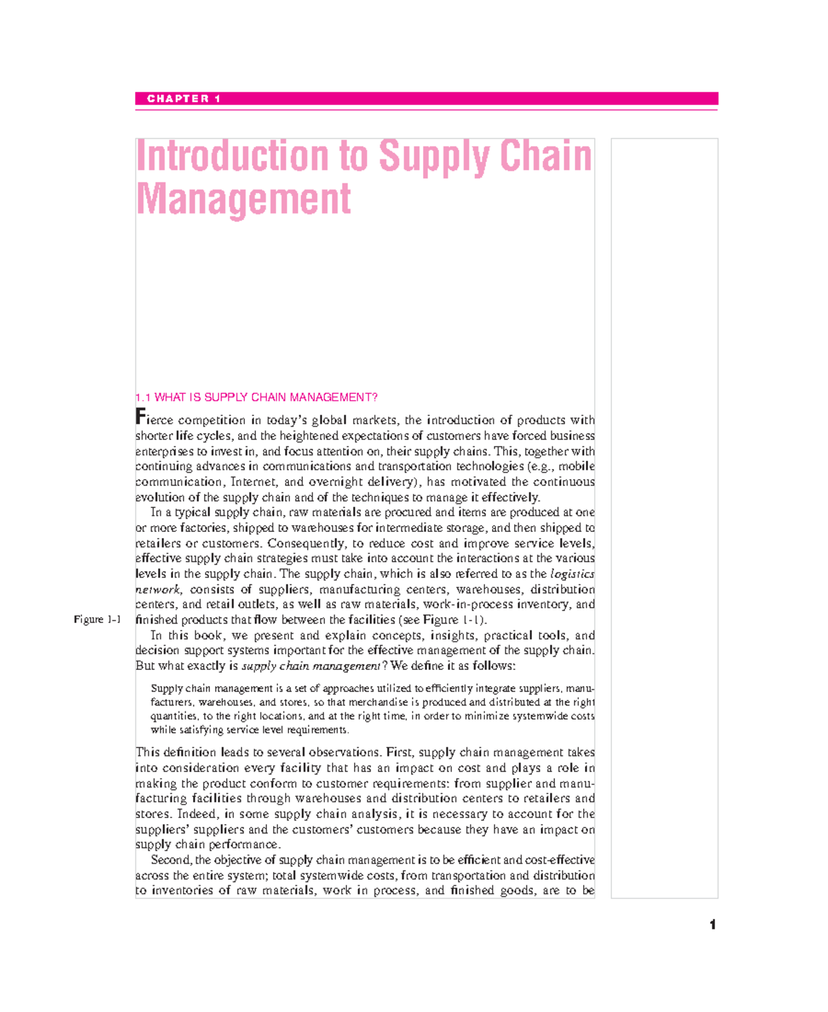 Supply Chain Management: Chapter 1 Overview and Concepts - Studocu