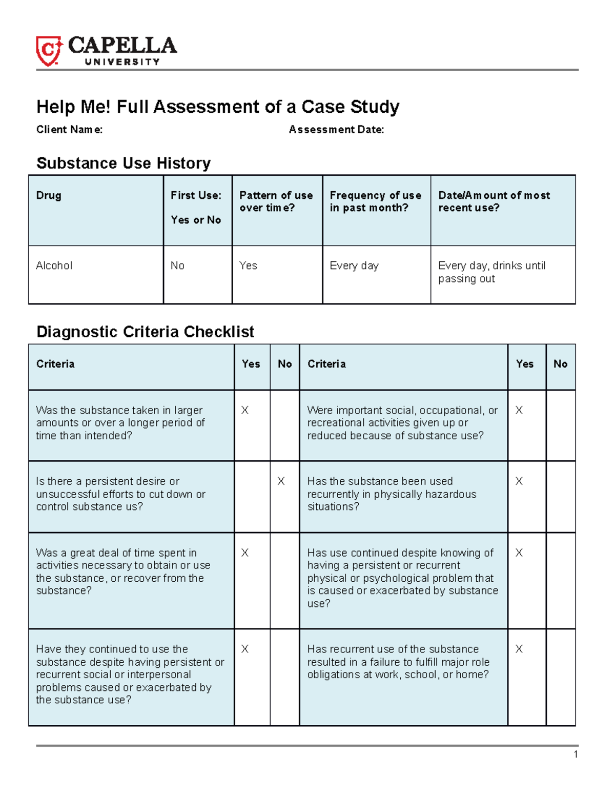 CF Week 4 Case Study: Assessment of Substance Use Disorder - Studocu