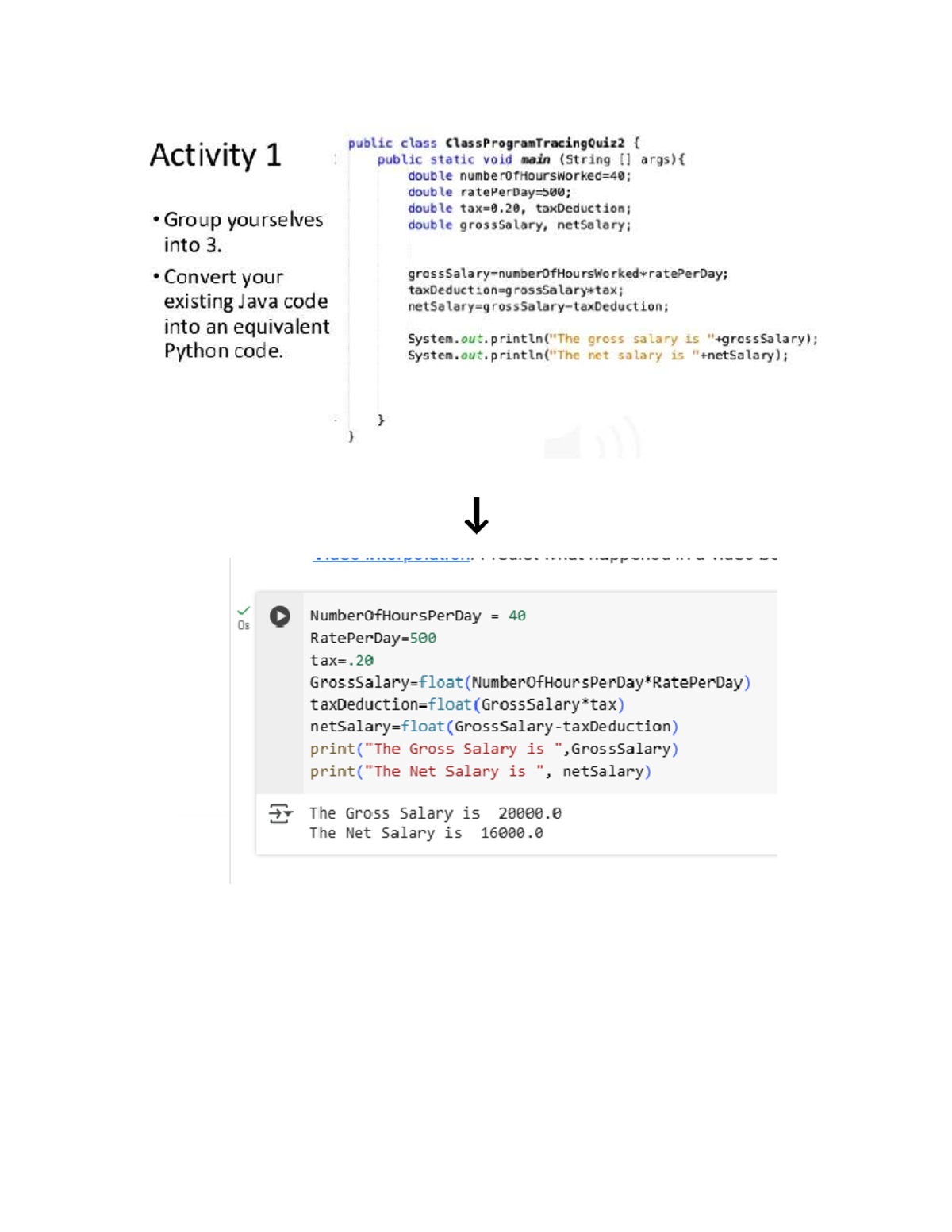 Java to Python Conversion: ClassProgramTracing Quiz 2 Activity 1 - Studocu