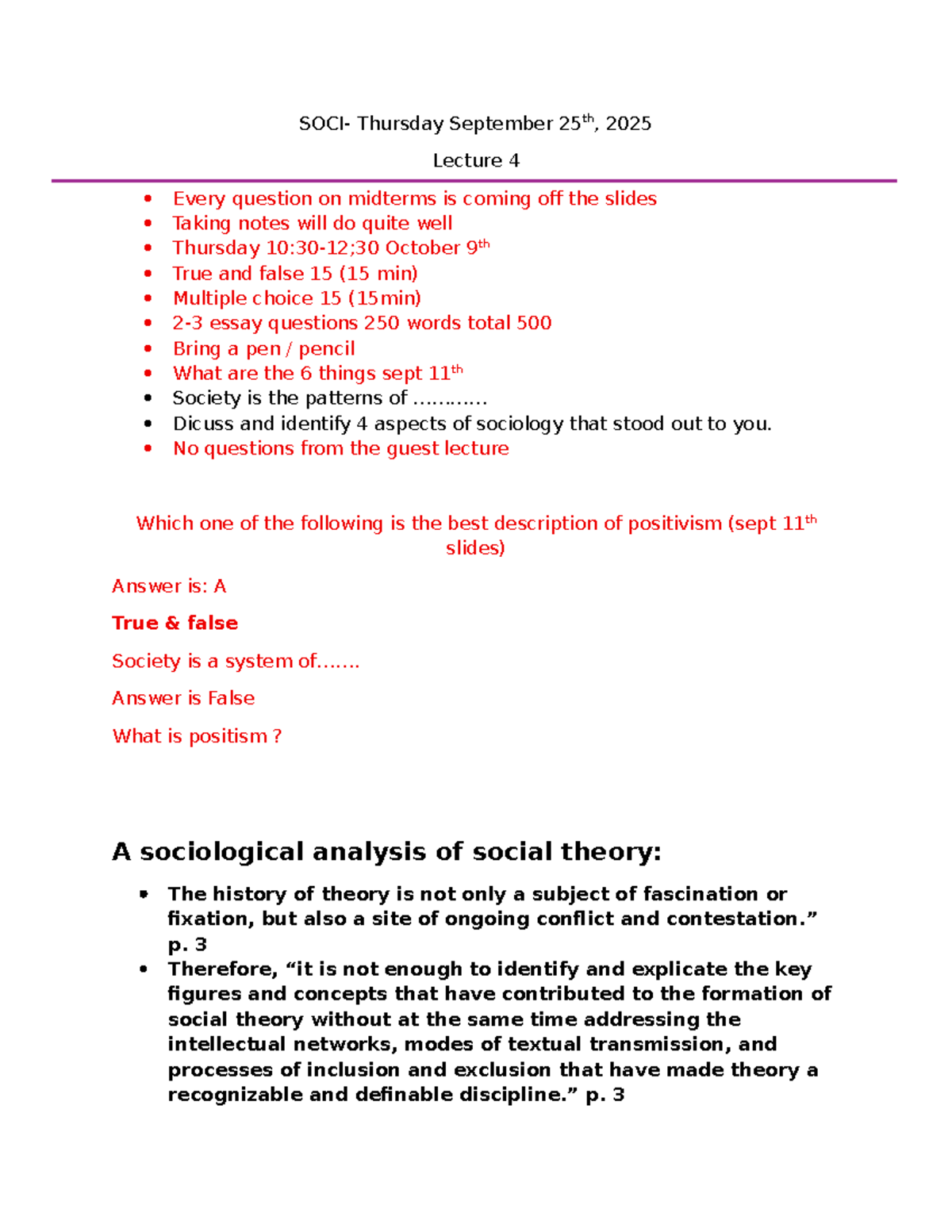 SOCI 2025: Lecture Notes on Social Theory & Historical Change - Studocu