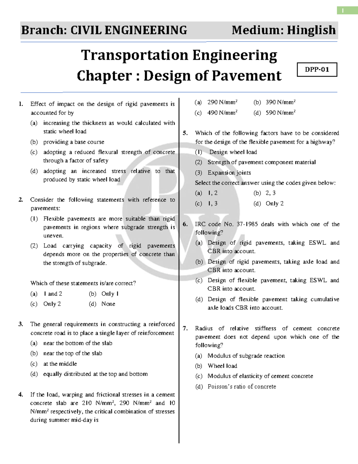 CIVIL ENG 101: Transportation Engineering - Pavement Design Notes - Studocu