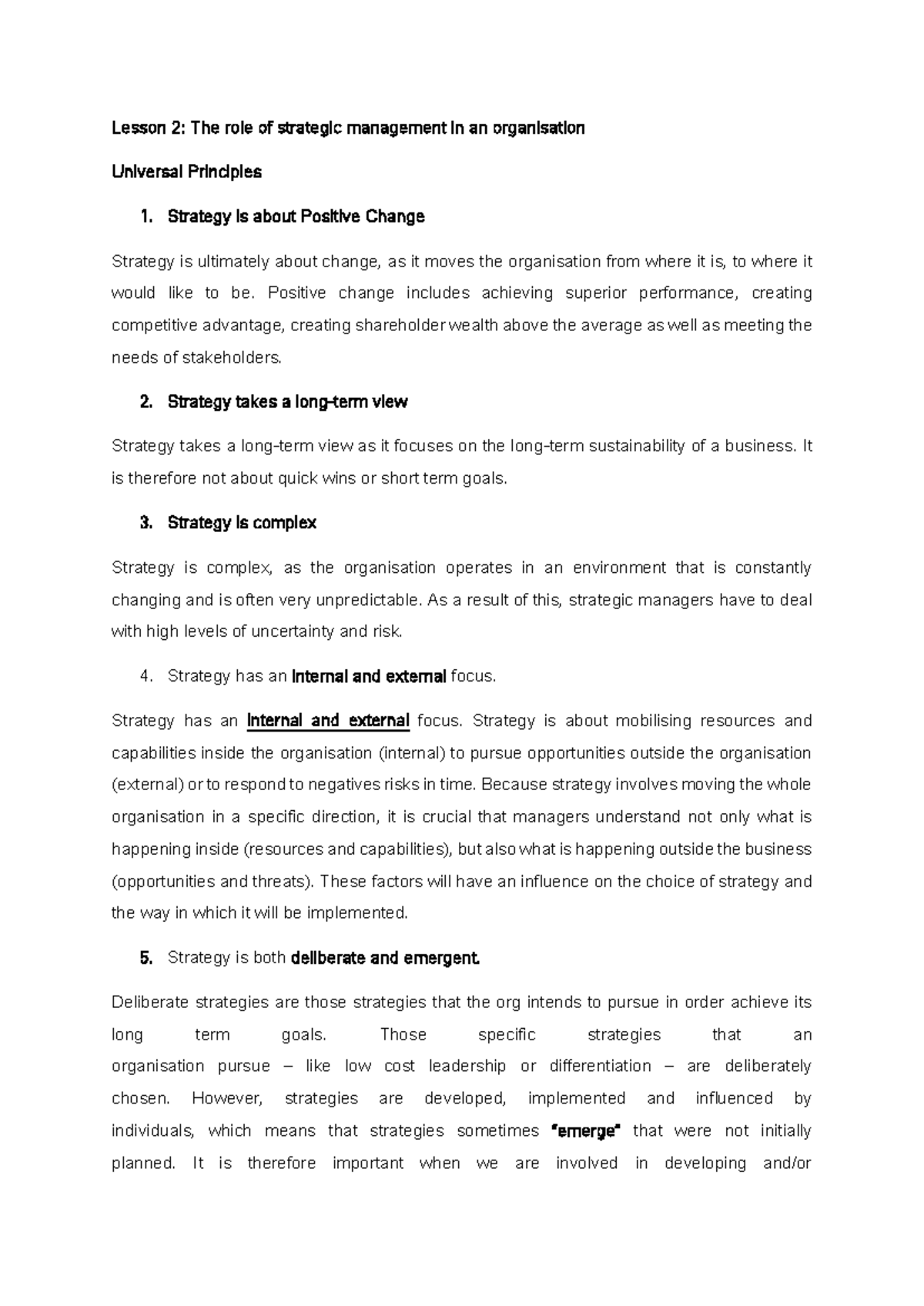 Lesson 2: The role of strategic management in an organisation - Lesson ...