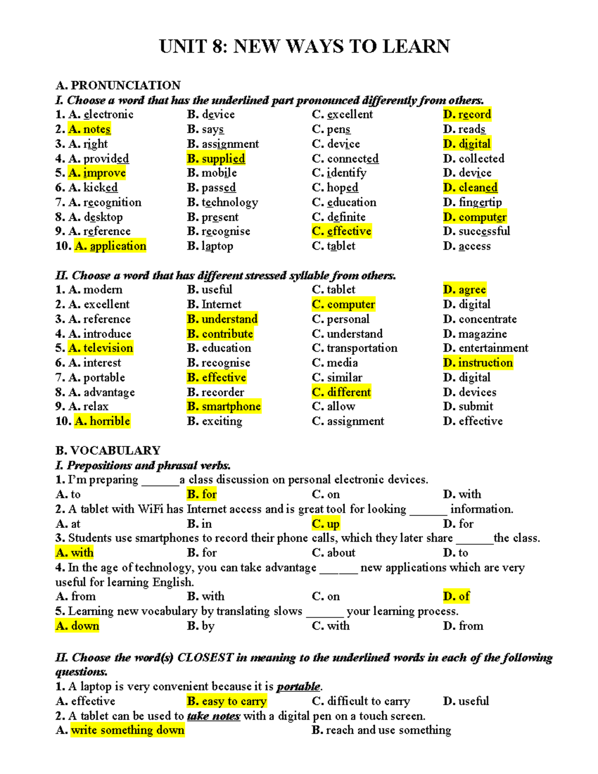 UNIT 8 - TT-G10 - tjkdthrhry - UNIT 8: NEW WAYS TO LEARN A ...