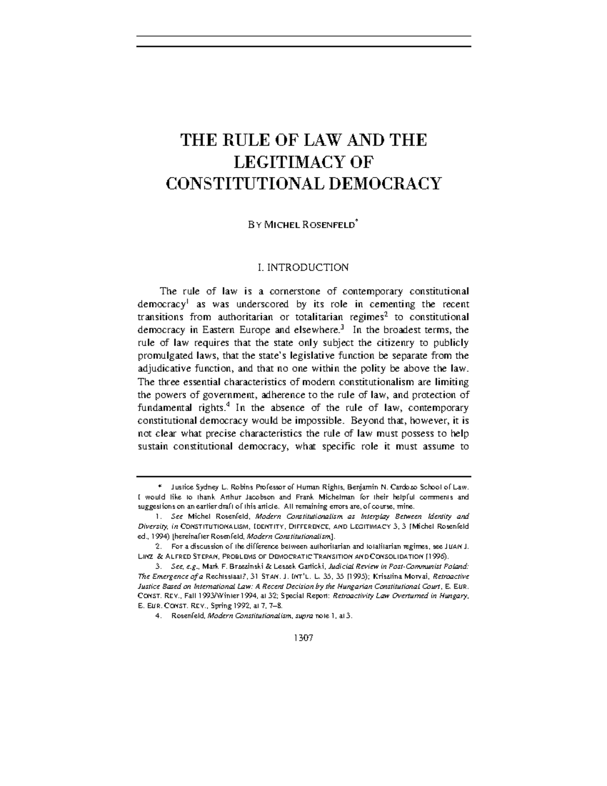 The Rule of Law and Legitimacy in Constitutional Democracy (1307) - Studocu