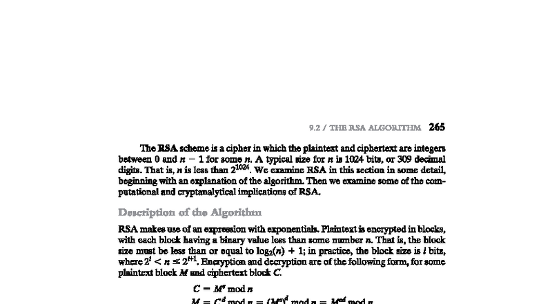 Q11Key - RSA Encryption Algorithm Overview and Example - Studocu