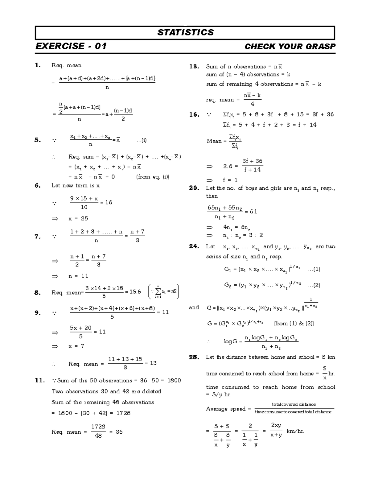STATISTICS EXERCISE 01: MEAN, VARIANCE, AND DEVIATION CALCULATIONS ...