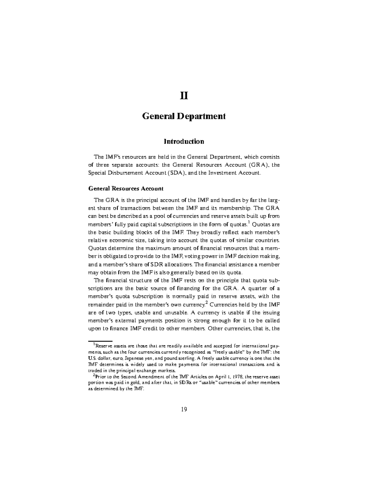 II General Department: Overview of IMF Financial Operations and ...