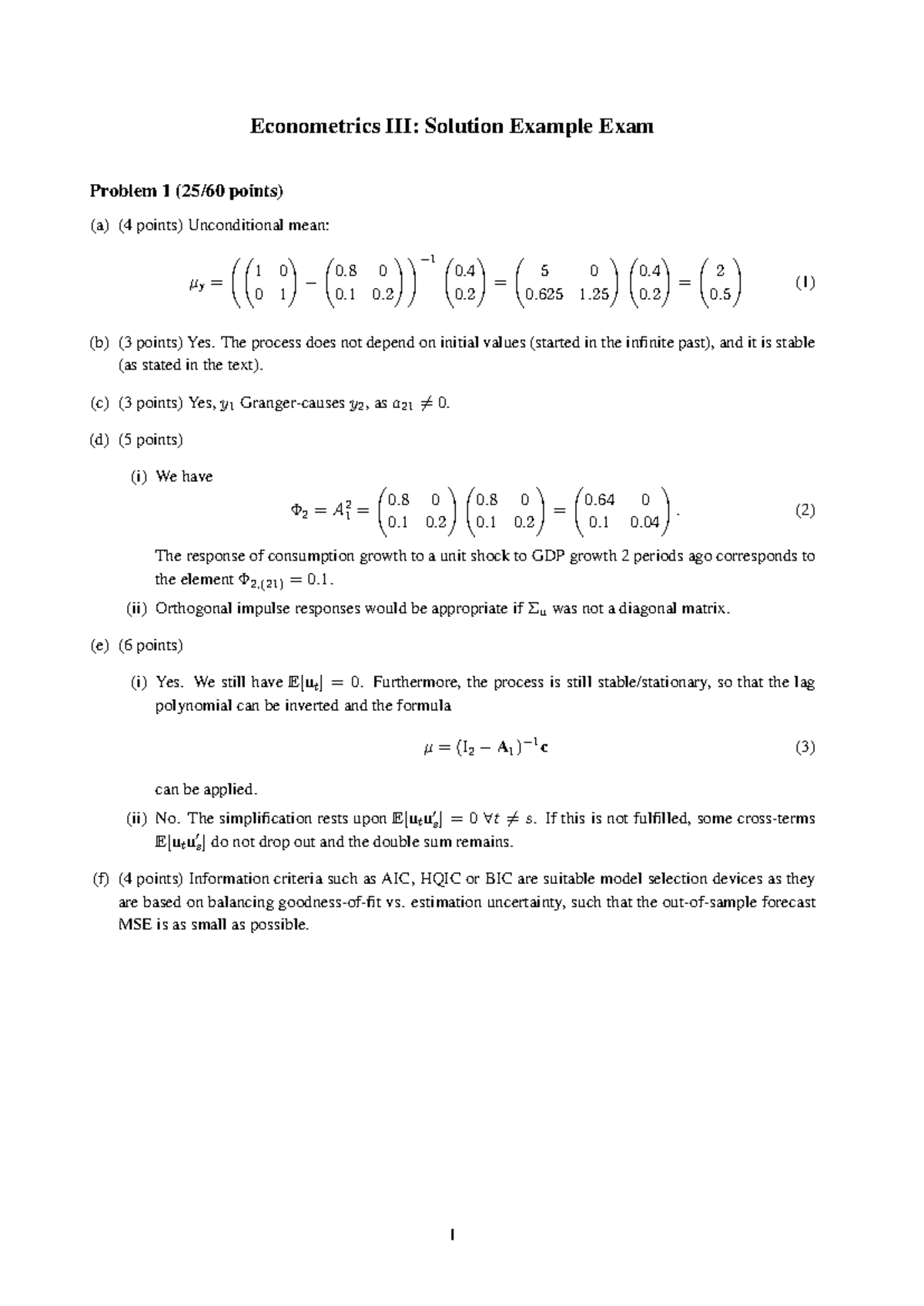 Ectr3 Final Exam Solution: Econometrics III Example Problems Explained ...