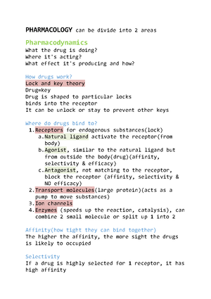 HUBS2203 Week 1 Summary - Intro To pharmacology - INTRODUCTION TO ...