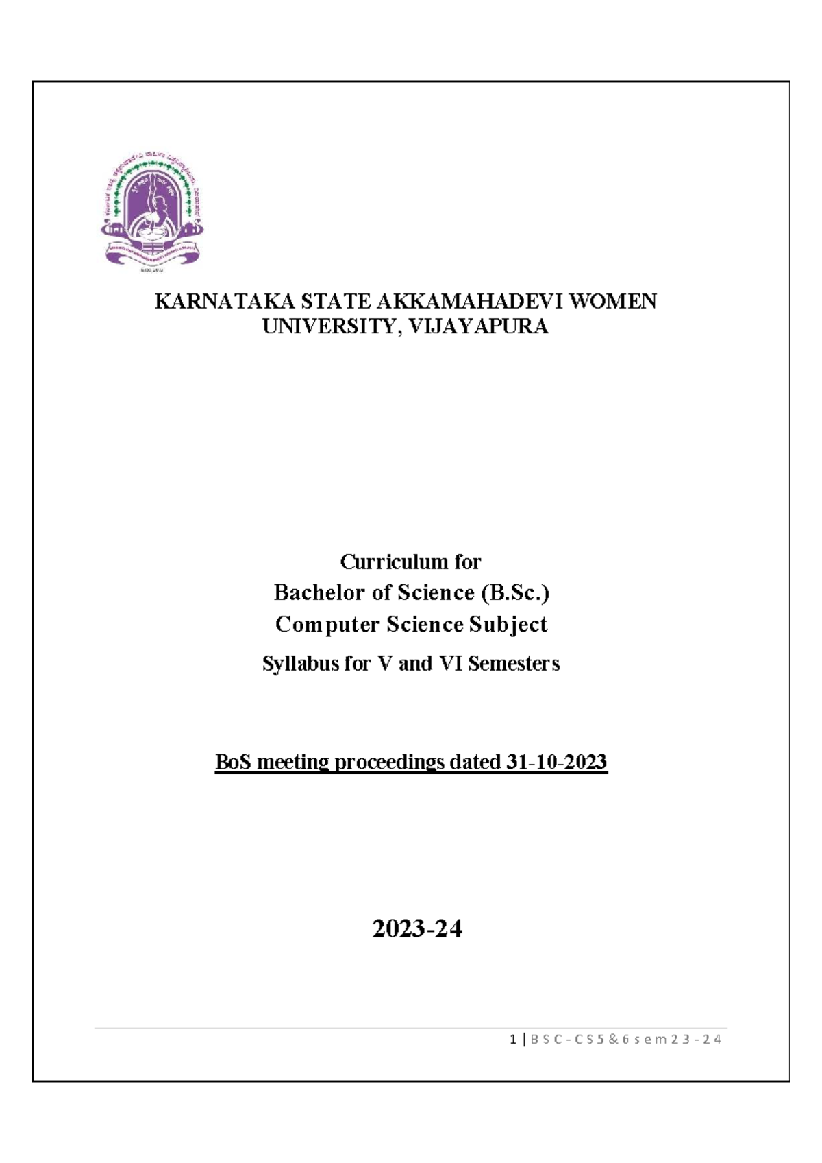 BSc 5 & 6 Sem NEP Syllabus: Computer Science Curriculum Overview - Studocu