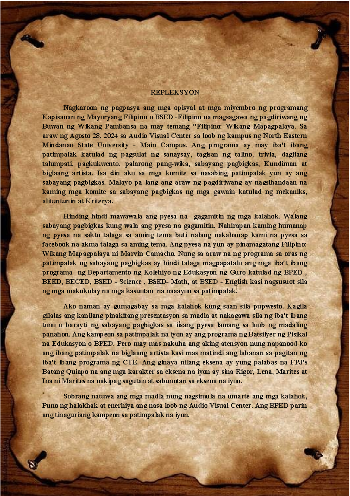 Repleksyon - Vgg - REPLEKSYON Nagkaroon ng pagpasya ang mga opisyal at ...